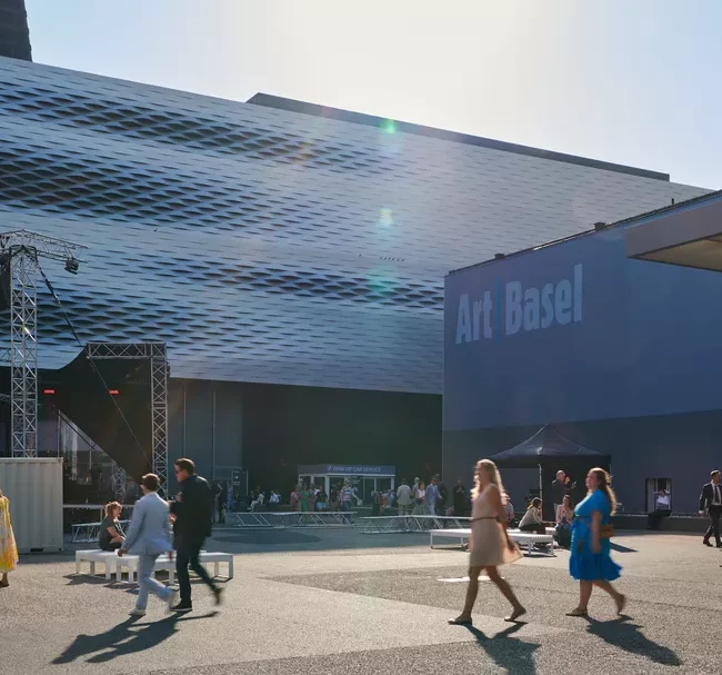 Exterior view of Art Basel in Basel, 2023. Courtesy of Art Basel