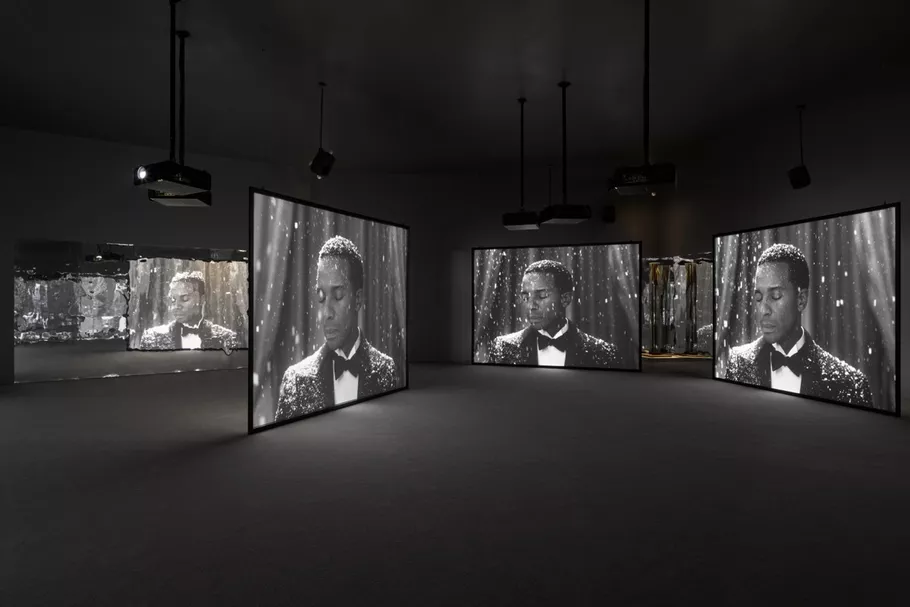 Installation view, Once Again... (Statues Never Die) , 2022, at the Tate Britain, 2023. Photo by Jack Hems. © Isaac Julien. Courtesy the artist and Victoria Miro.
