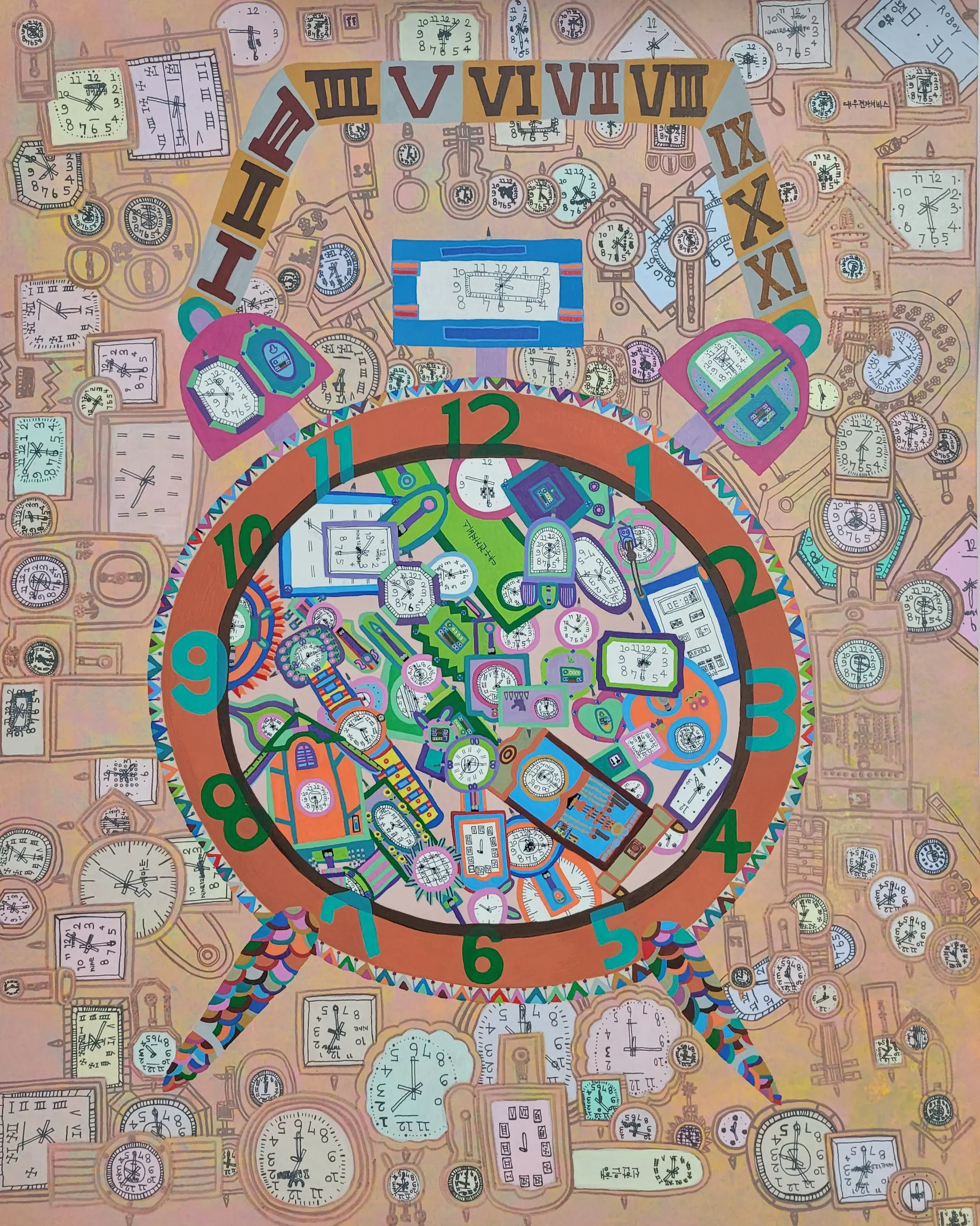 소풍나온 시계들 3시30분 (The clocks on the picnic are 3_30), 2023, Jinsuk-Yoon-artist