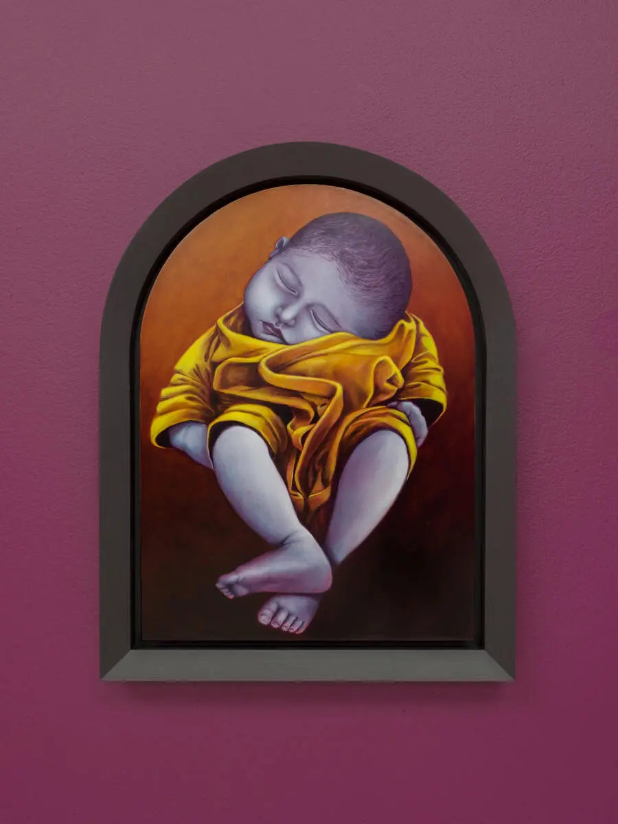 Nicolas Party, Baby, 2023, oil on copper, 35 × 27 cm