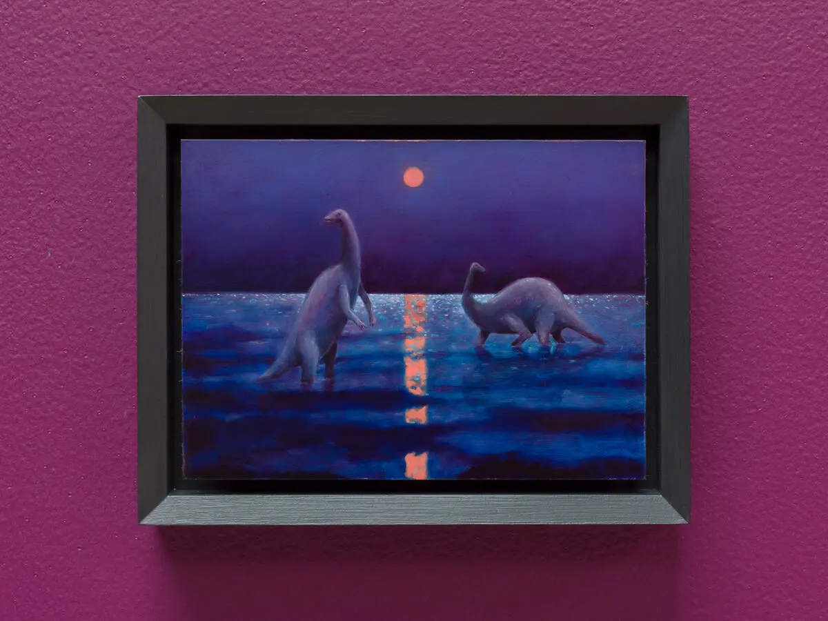 Nicolas Party, Dinosaur, 2023, oil on copper, 14 × 18 cm