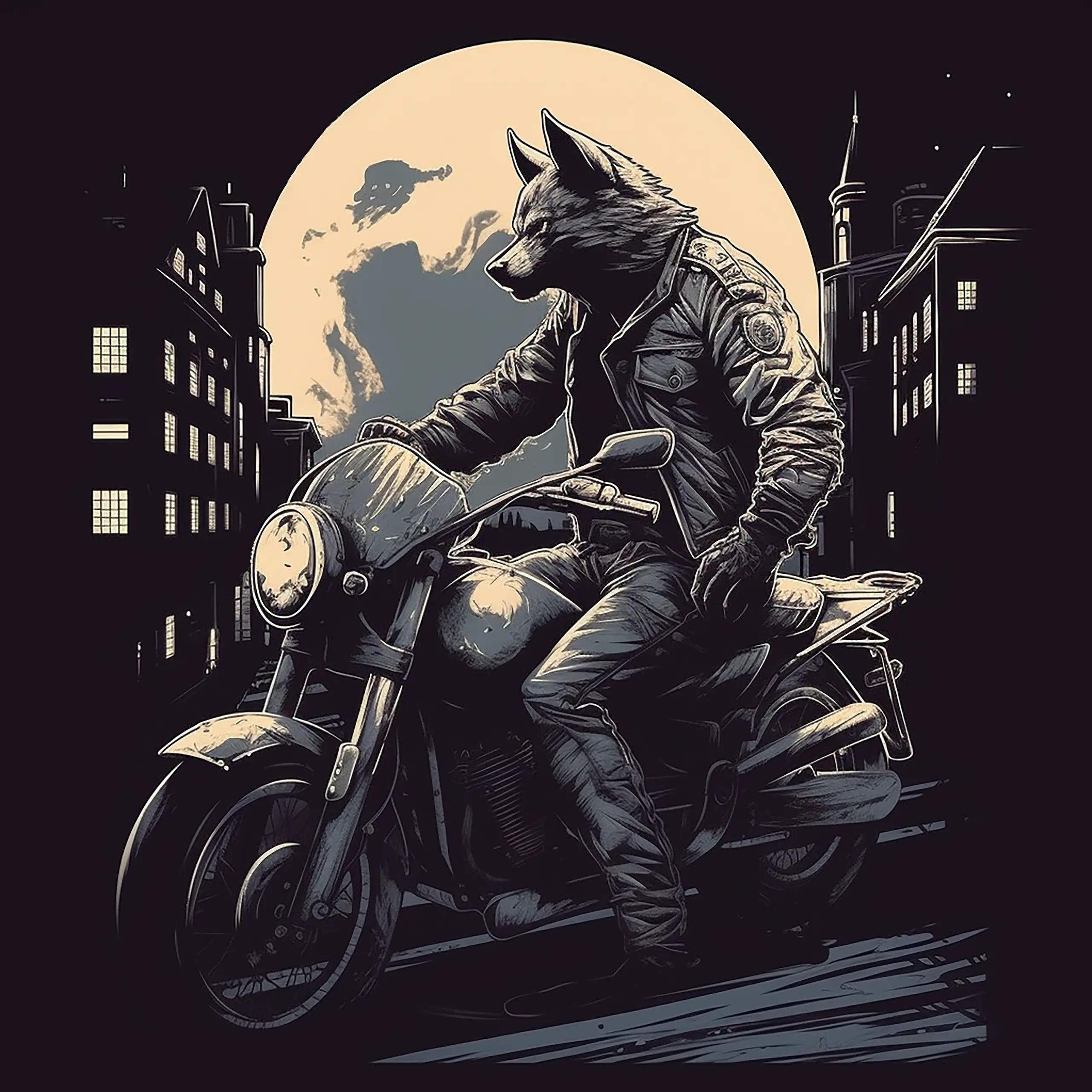 the wolf on the motorcycle, 2023